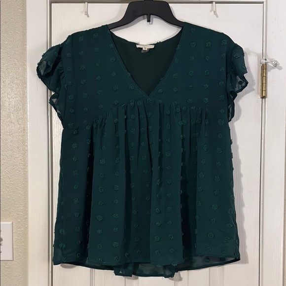 Entro Deep Green Textured Blouse - Picture 1 of 1